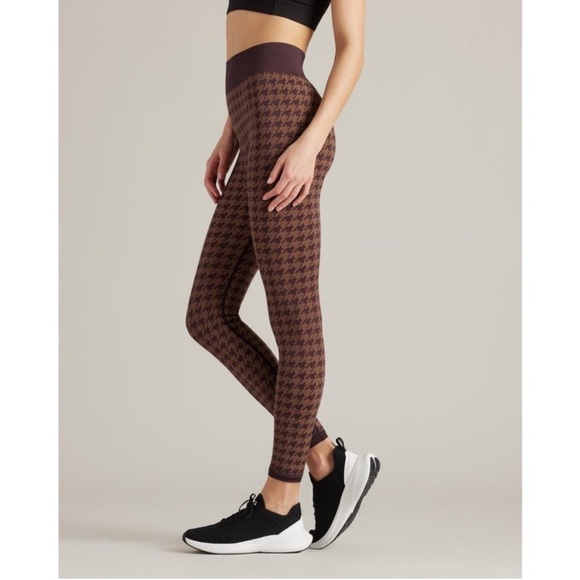Rhone Houndstooth Seamless Leggings Brown Berry L NWT - Picture 2 of 7